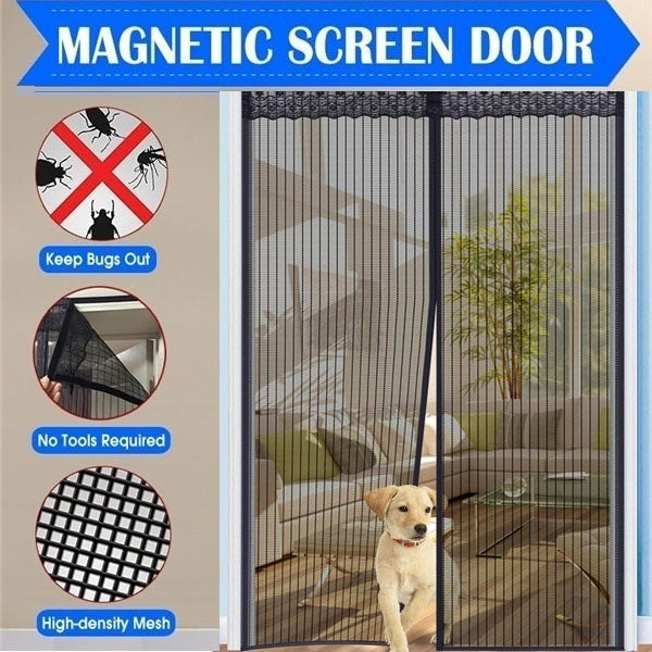 Magnetic Screen Door, Hands-Free Kid/Pet-Friendly Walk Through - Self Magnetic Closure Screen Door Mesh