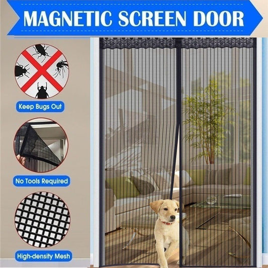 Magnetic Screen Door, Hands-Free Kid/Pet-Friendly Walk Through - Self Magnetic Closure Screen Door Mesh