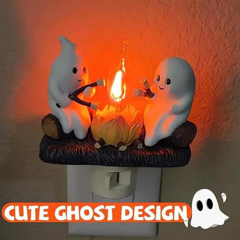 Ghost Campfire Nightlight Halloween Campfire Flicker Flame Nightlight Halloween Gifts