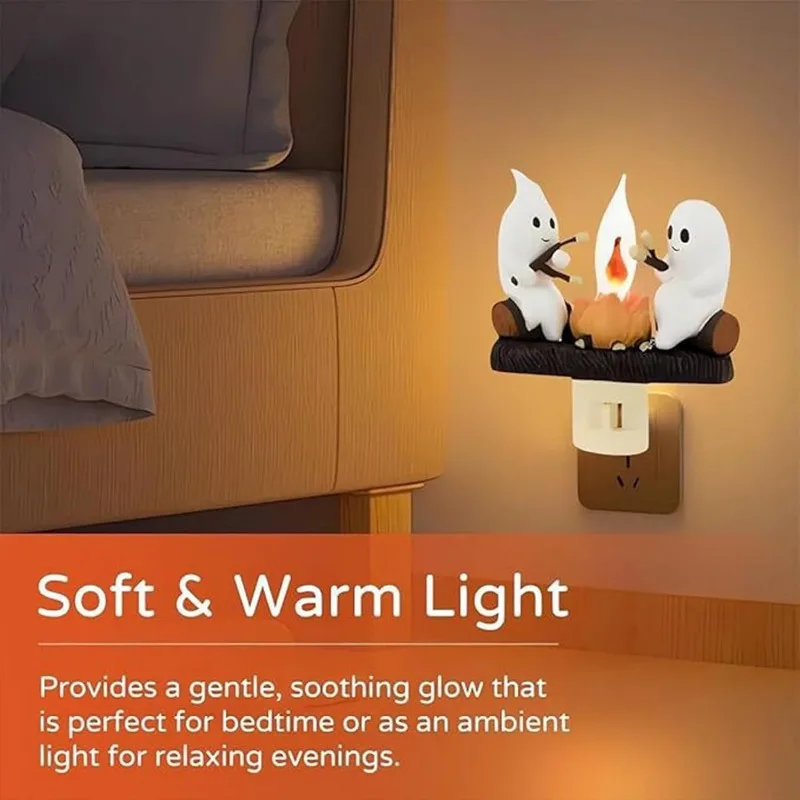 Ghost Campfire Nightlight Halloween Campfire Flicker Flame Nightlight Halloween Gifts